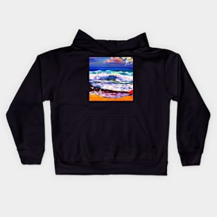 Crashing Waves on a Beach Kids Hoodie